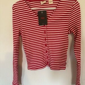 Levi's Red and White long sleeve Top size M